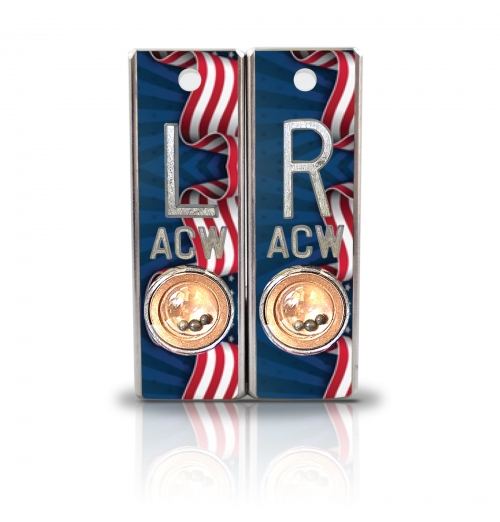 Aluminum Position Indicator X Ray Markers- Mem Flag Graphic Pattern